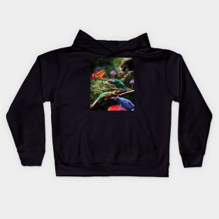 Chameleon Poison Dart Arrow Red-Eye Tree Frog In Forest Kids Hoodie